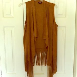 FATE BROWN FRINGE VEST